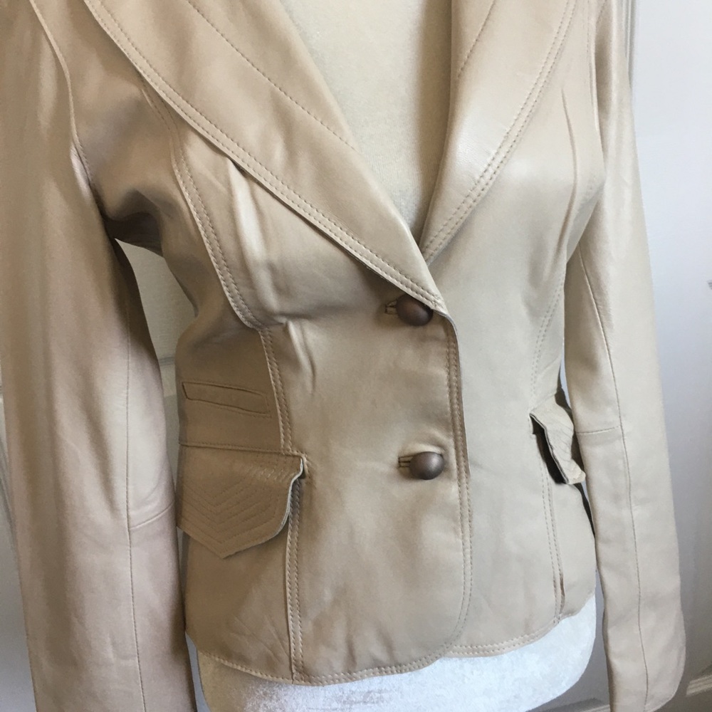 ALBERTO MAKALI beige lamb Leather jacket - Picture 8 of 11